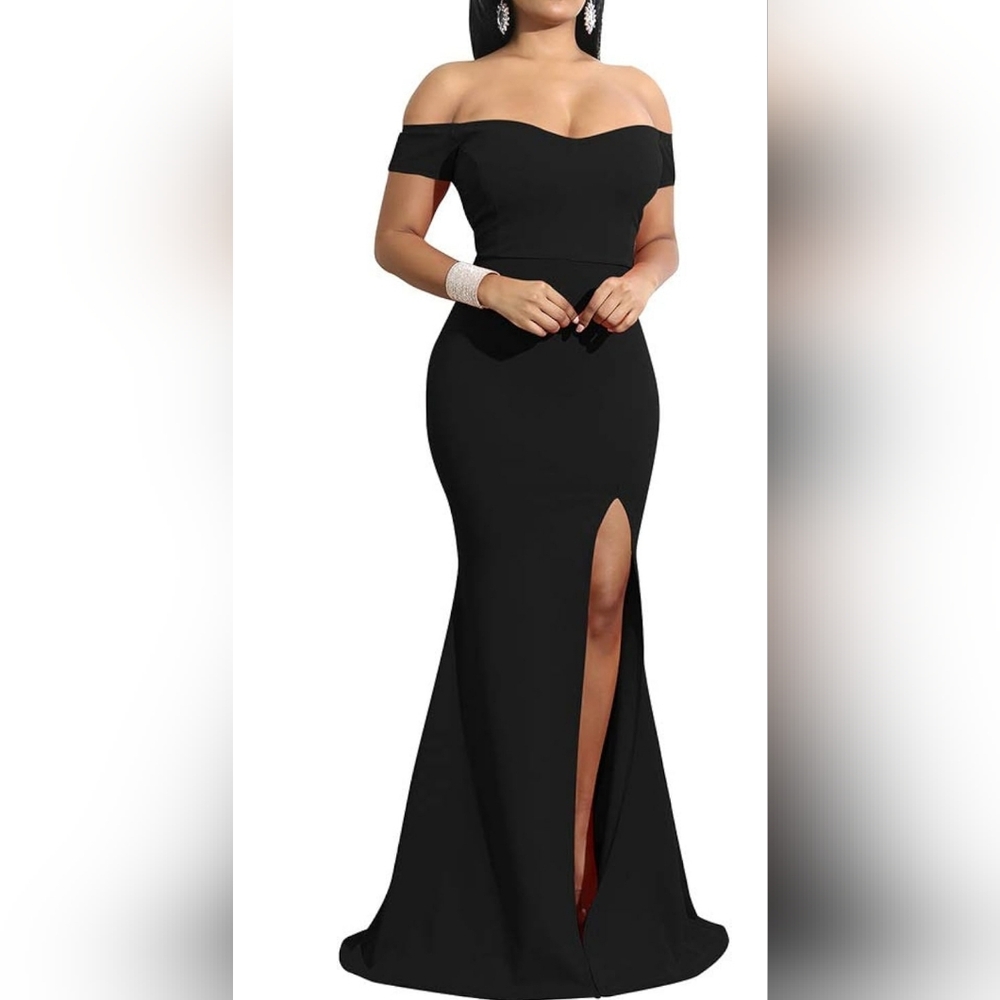 Chic Off-Shoulder Black Prom Dress
